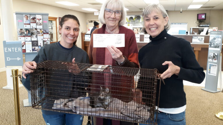 SCO team with trapped feral cats and a grant check 2019